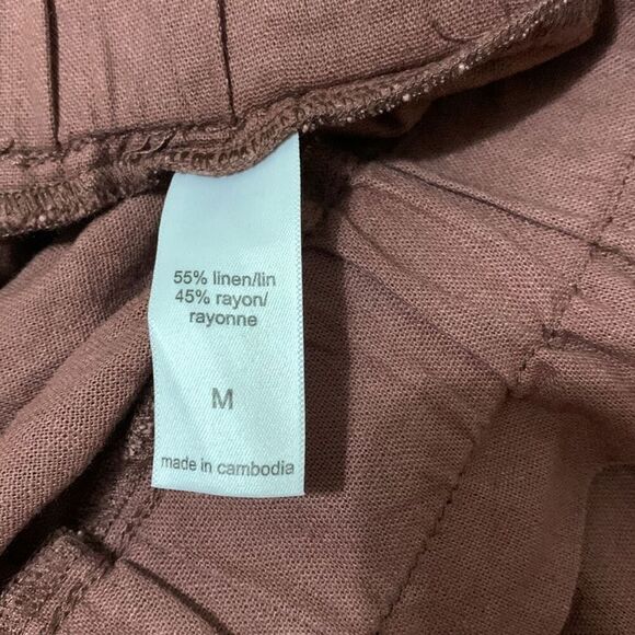Maurices Linen Ankle Pants Brown Paper Bag High Rise 29” Leg - Picture 9 of 9